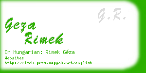 geza rimek business card